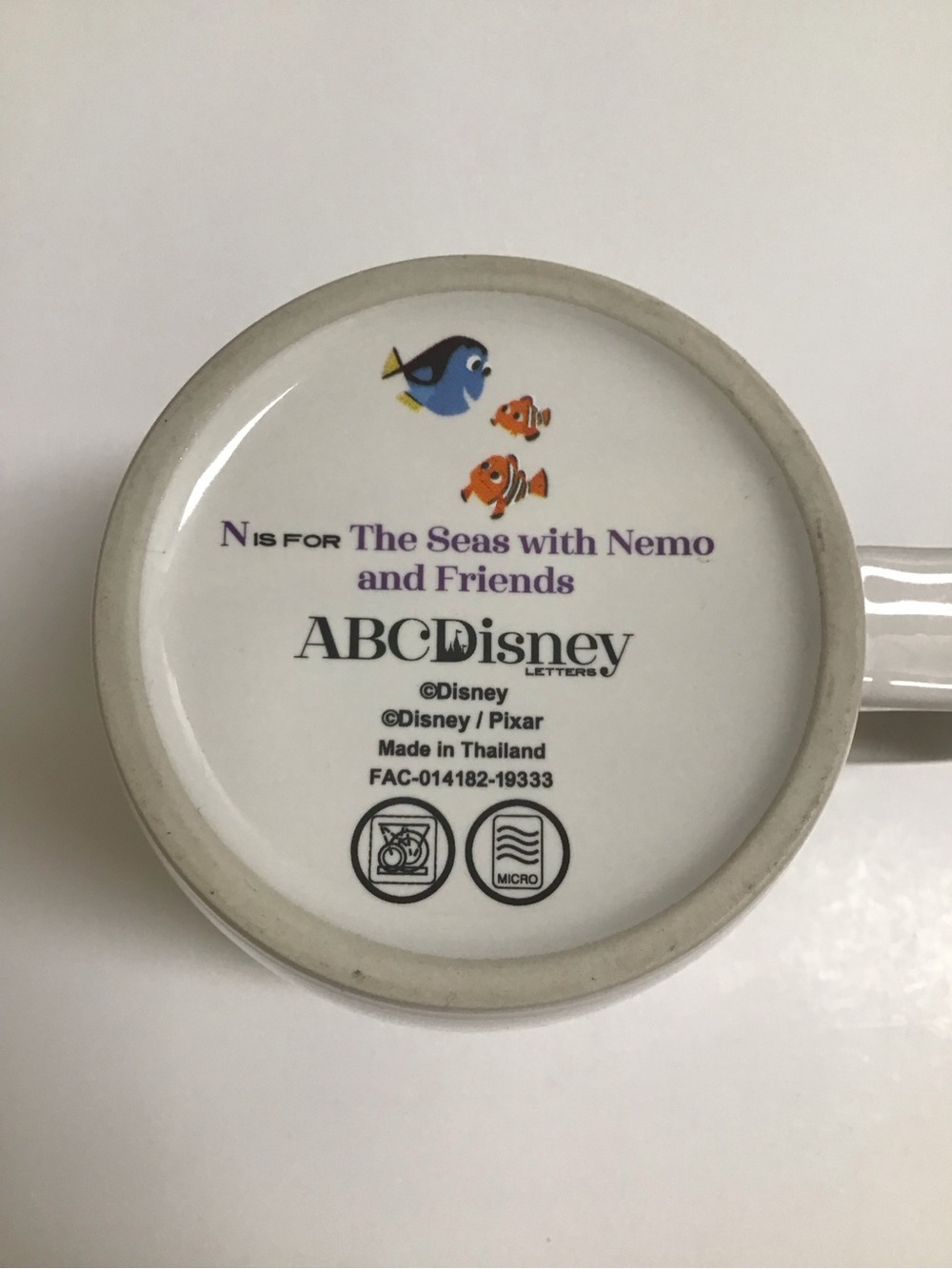 Disney Parks ABC Alphabet Coffee Mug Tea Cup N Is For Nemo and Friends 4” Pixar - Picture 3 of 10